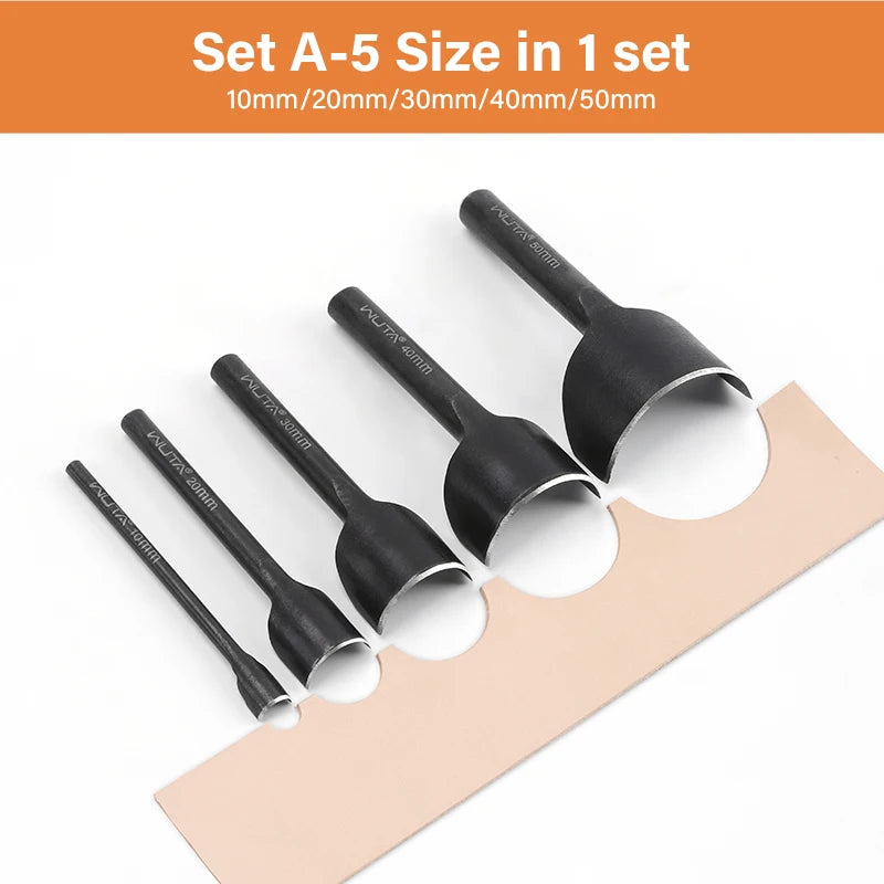 5-11 Pcs Carbon Steel 1/2 Half Round End Punch Leather Tools Sets| WUTA