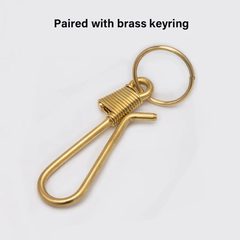 WUTA Brass Retro Wire Winding Keychain U Shape Gold Polished Soft Hook For Wallet Key Chain