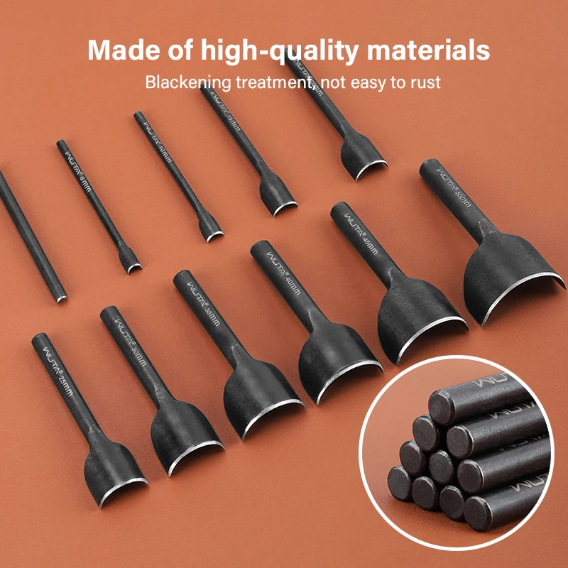 5-11 Pcs Carbon Steel 1/2 Half Round End Punch Leather Tools Sets| WUTA