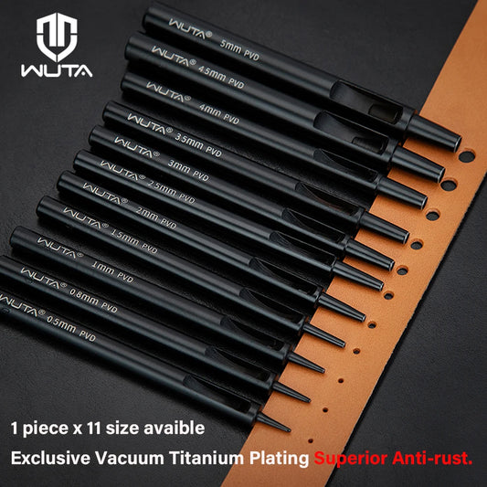 Leather Round Hole Punch Hollow Puncher Black Titanium Plated Punch Hole Tool | WUTA