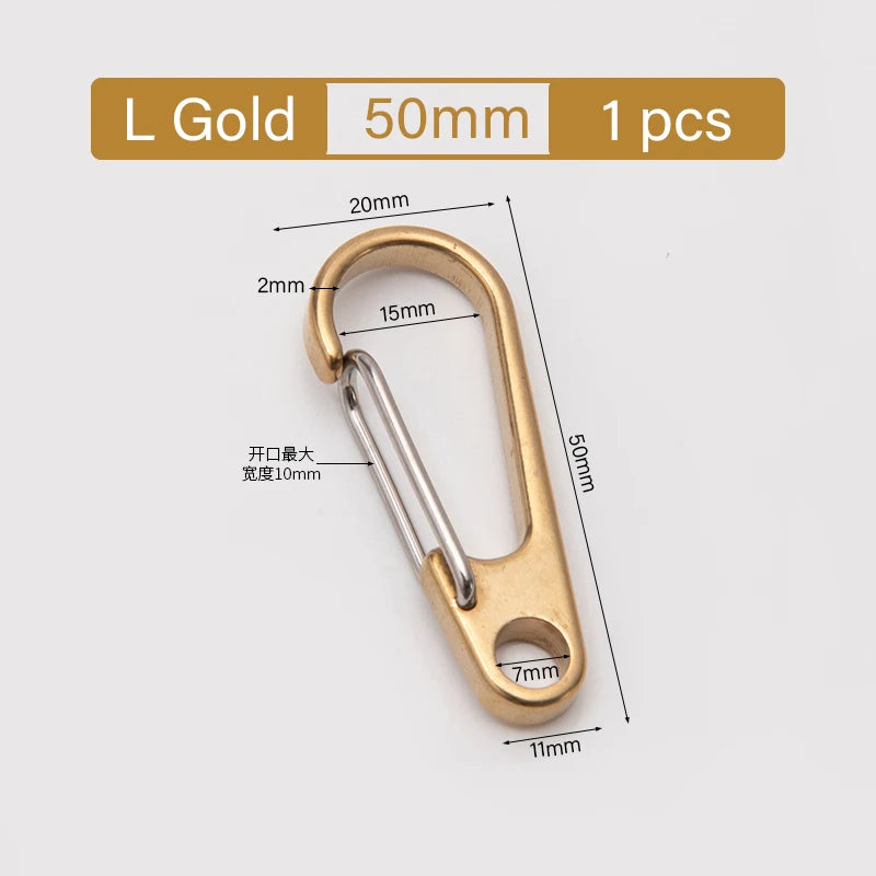 WUTA Gold Brass Keychain Camping Buckle Spring Snap Smooth Keychains