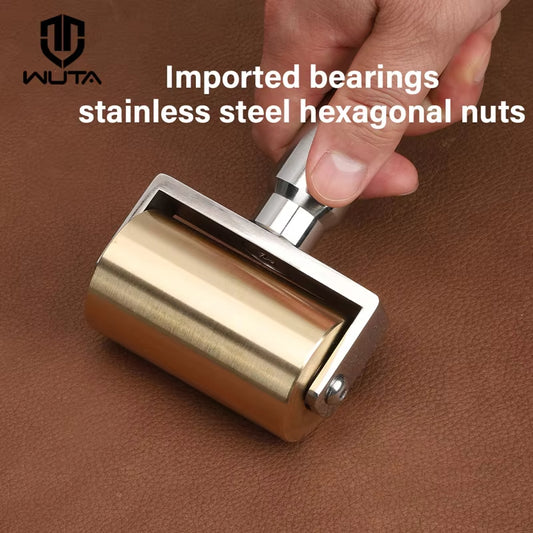 WUTA Original Design en laiton massif + acier inoxydable maroquinerie bord de rouleau Creaser et colle plus lisse stratification outils de bricolage 65mm-1000g