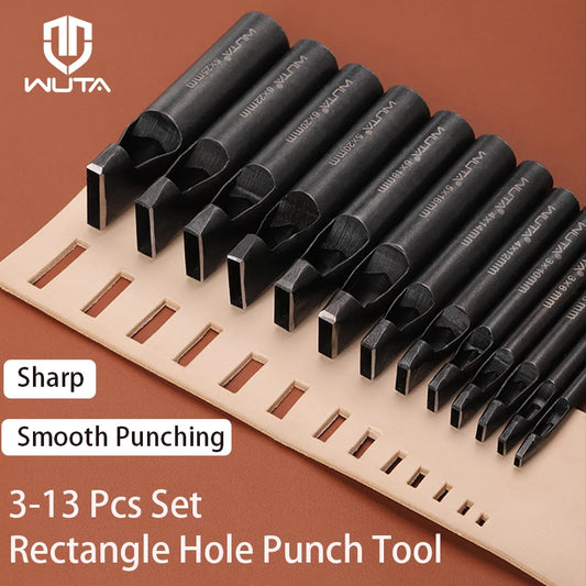 Leather Hole Punch Set Rectangle Shape Anti-Rust Leather Craft Oblong Punching Tool|WUTA