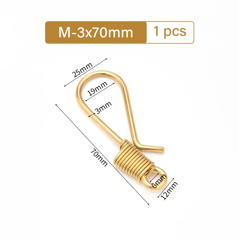 WUTA Brass Retro Wire Winding Keychain U Shape Gold Polished Soft Hook For Wallet Key Chain