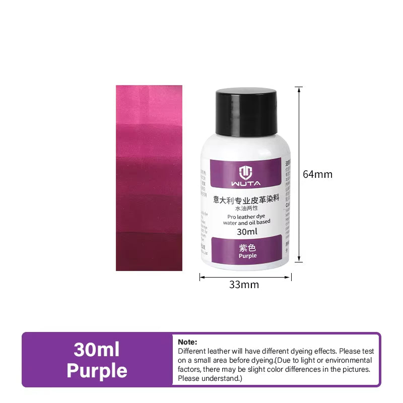 WUTA 30ml Italy Leather Dye Water & oil Based Penetrating,Permanent Dye DIY Coloring Uncoated Leather