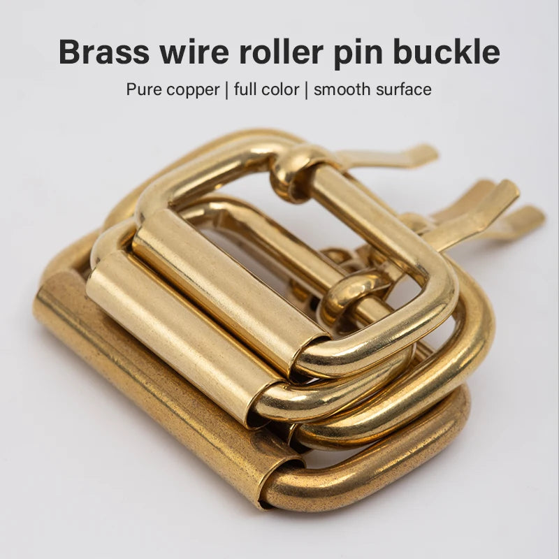 Senior Solid Brass Belt Buckle Center Bar Roller Buckle | WUTA