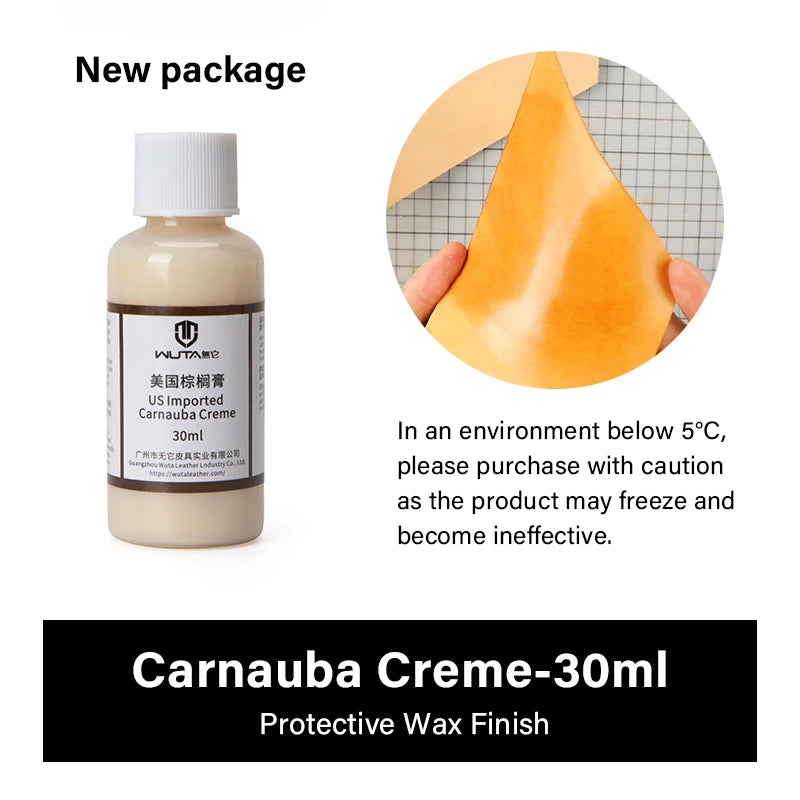 WUTA 1x30ml Leather Surface Treatment Agent Tan-Kote Leather Dye Protective Wax Finish Carnauba Creme White Foggy Waxed Coating