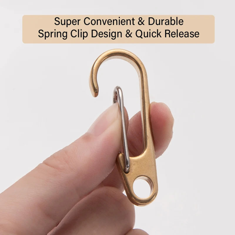 WUTA Gold Brass Keychain Camping Buckle Spring Snap Smooth Keychains