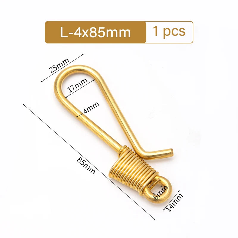WUTA Brass Retro Wire Winding Keychain U Shape Gold Polished Soft Hook For Wallet Key Chain