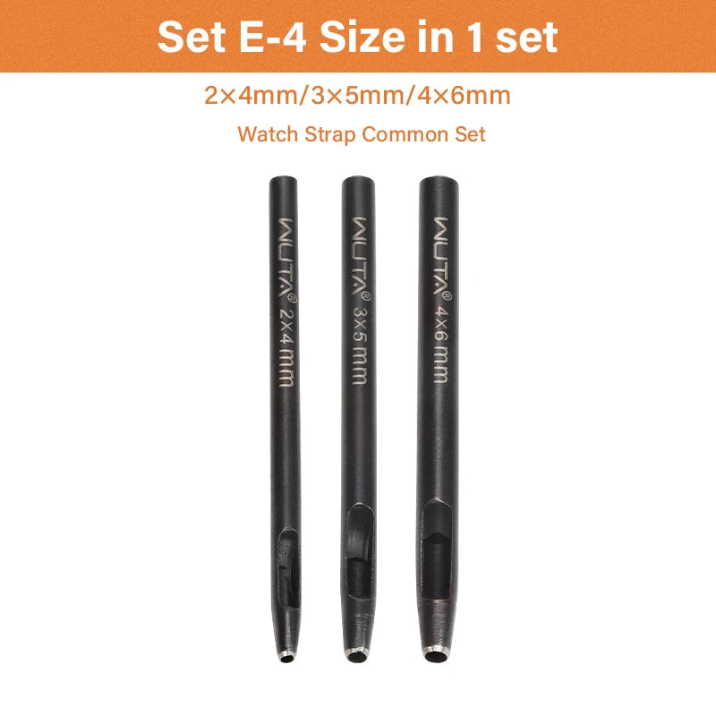 WUTA Basic 5-8 Pcs Black Leather Oval Hole Punch Set Sharp Watch Strap Punching Kit Belt Brand Puncher DIY Craft Leather Tools