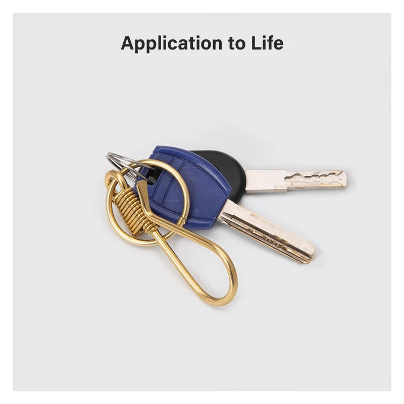 WUTA Brass Retro Wire Winding Keychain U Shape Gold Polished Soft Hook For Wallet Key Chain