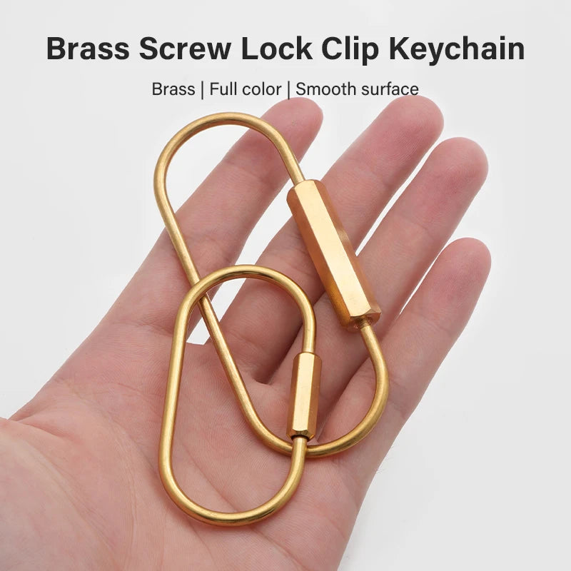 Brass Screw Lock Keychain Water Drop U-Shaped D-Shaped Screw Ring | WUTA