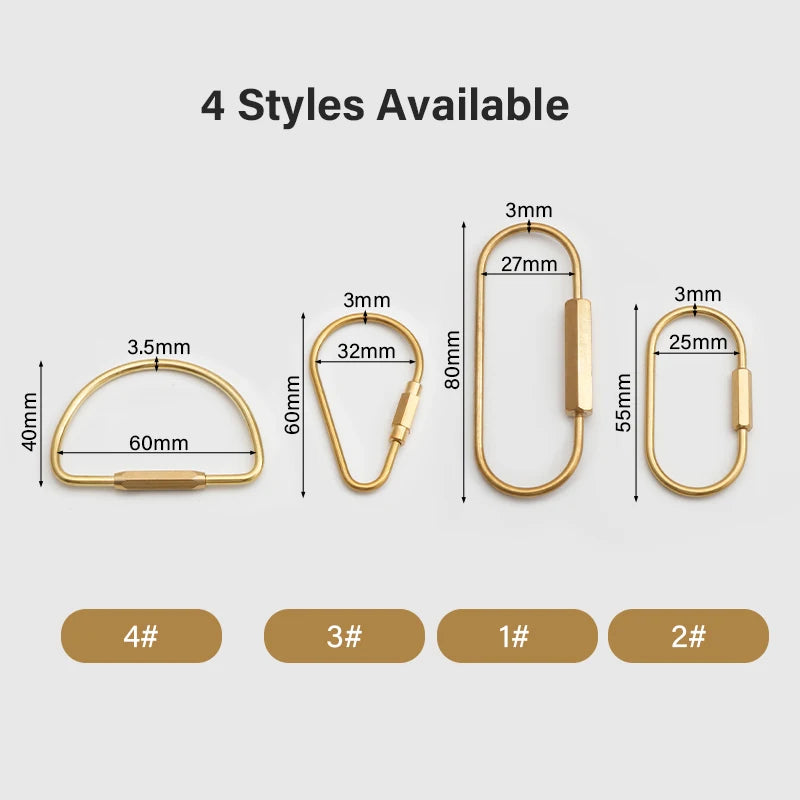 Brass Screw Lock Keychain Water Drop U-Shaped D-Shaped Screw Ring | WUTA