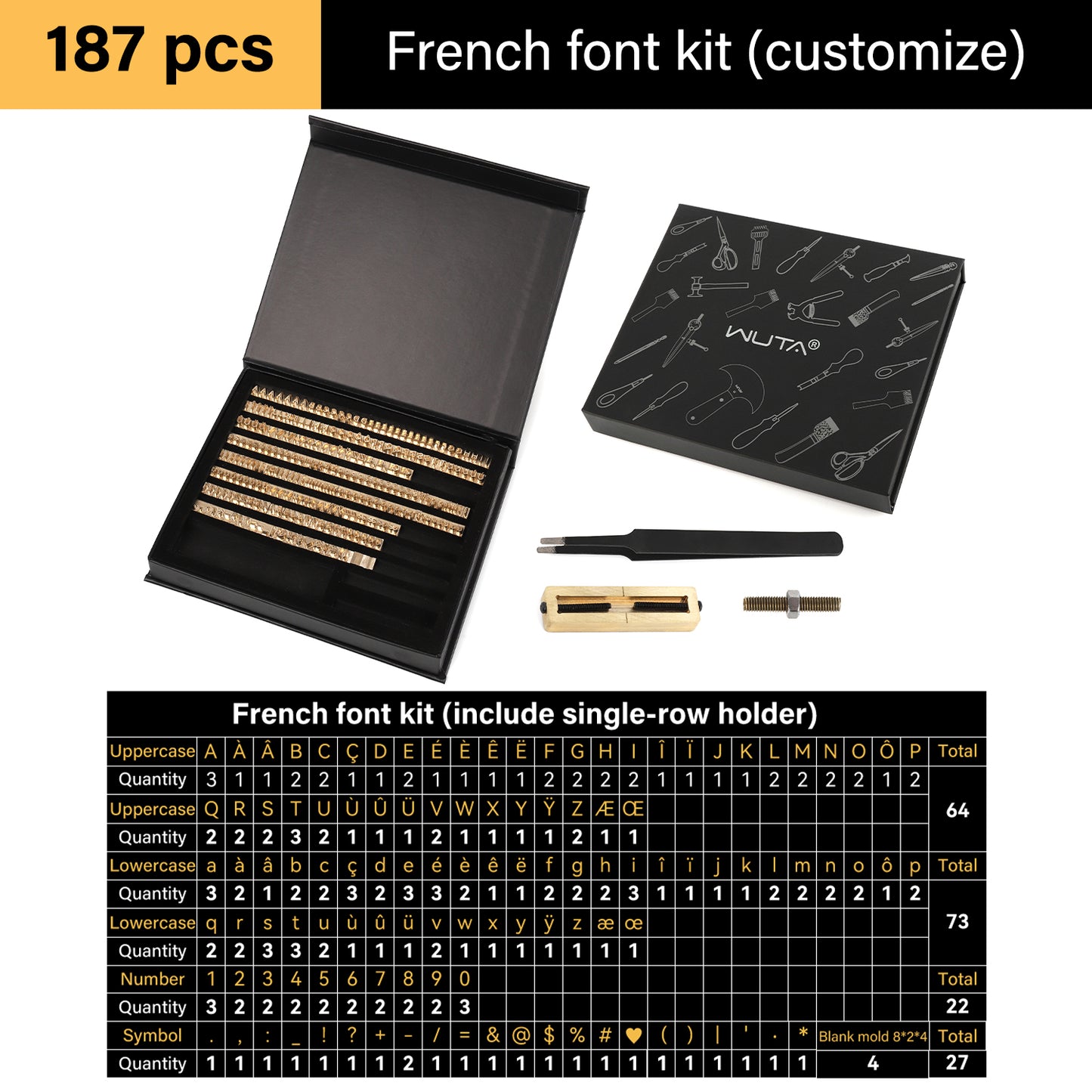 Custom Brass Stamping Letters Kit DIY Stamp Copper Numbers Alphabets Symbols Set | WUTA