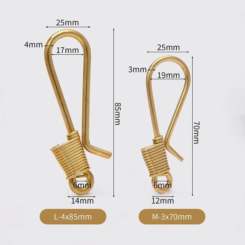 WUTA Brass Retro Wire Winding Keychain U Shape Gold Polished Soft Hook For Wallet Key Chain