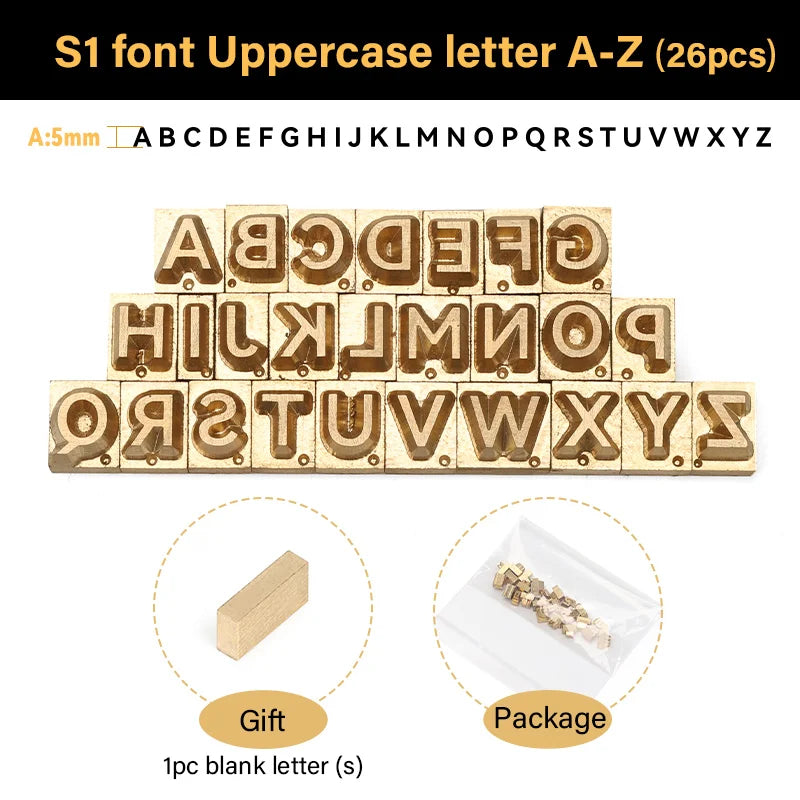 Brass Stamping Letters Kits Numbers Alphabets Symbols Characters Embossing Molds Brass Stamps Letter Number Alphabet Symbol Custom Logo for Hot Foil Stamping Machine | WUTA