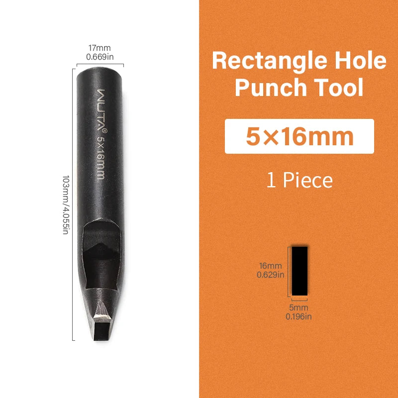 WUTA 1pc Anti-Rust Leather Hollow Punch Rectangle Slot Puncher Oblong Hole Cutter