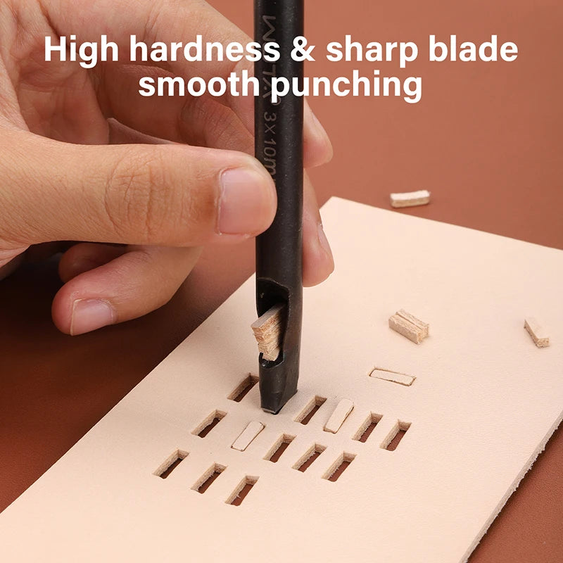 Leather Hole Punch Set Rectangle Shape Anti-Rust Leather Craft Oblong Punching Tool|WUTA
