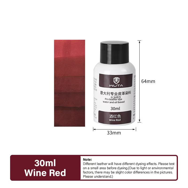 WUTA 30ml Italy Leather Dye Water & oil Based Penetrating,Permanent Dye DIY Coloring Uncoated Leather