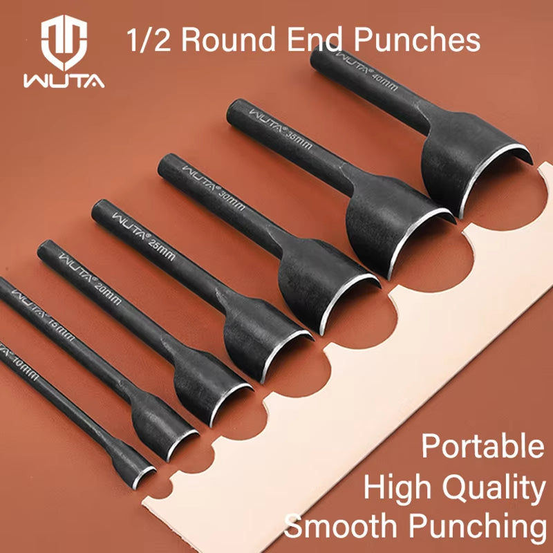 WUTA 1Pc Half-Round Punch Arc-Shaped Clear Sharp Punch Leather Craft Cutter Strap Anti-rust Tool