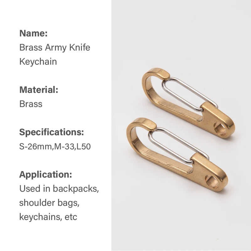 WUTA Gold Brass Keychain Camping Buckle Spring Snap Smooth Keychains