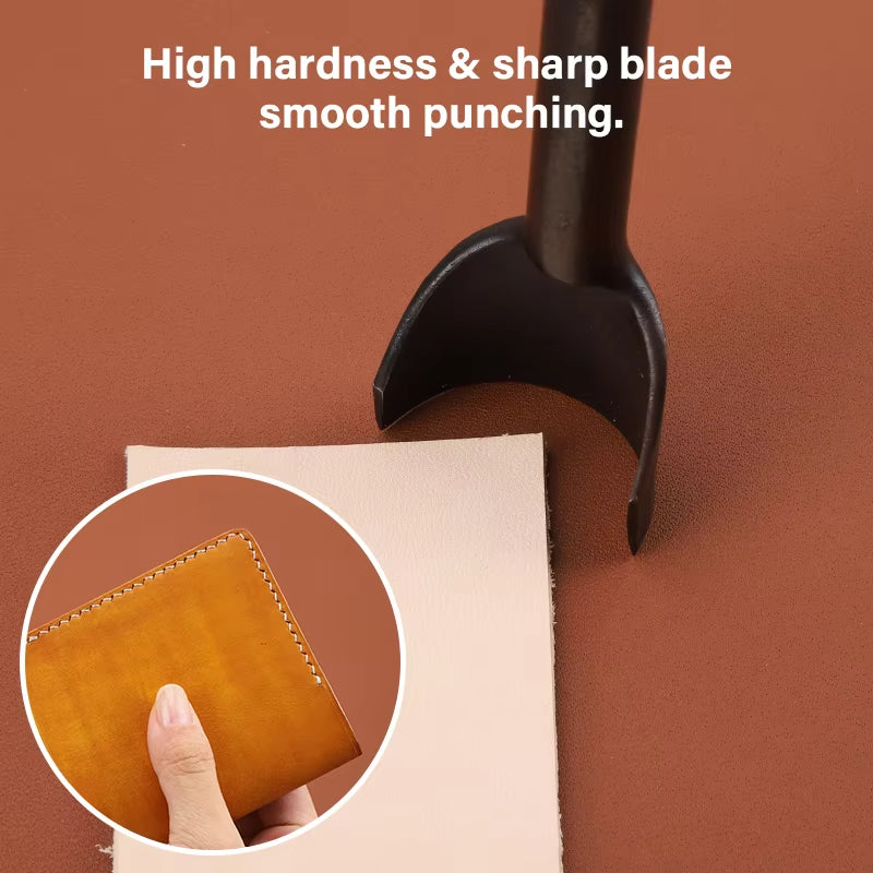 WUTA 1Pc Half-Round Punch Arc-Shaped Clear Sharp Punch Leather Craft Cutter Strap Anti-rust Tool