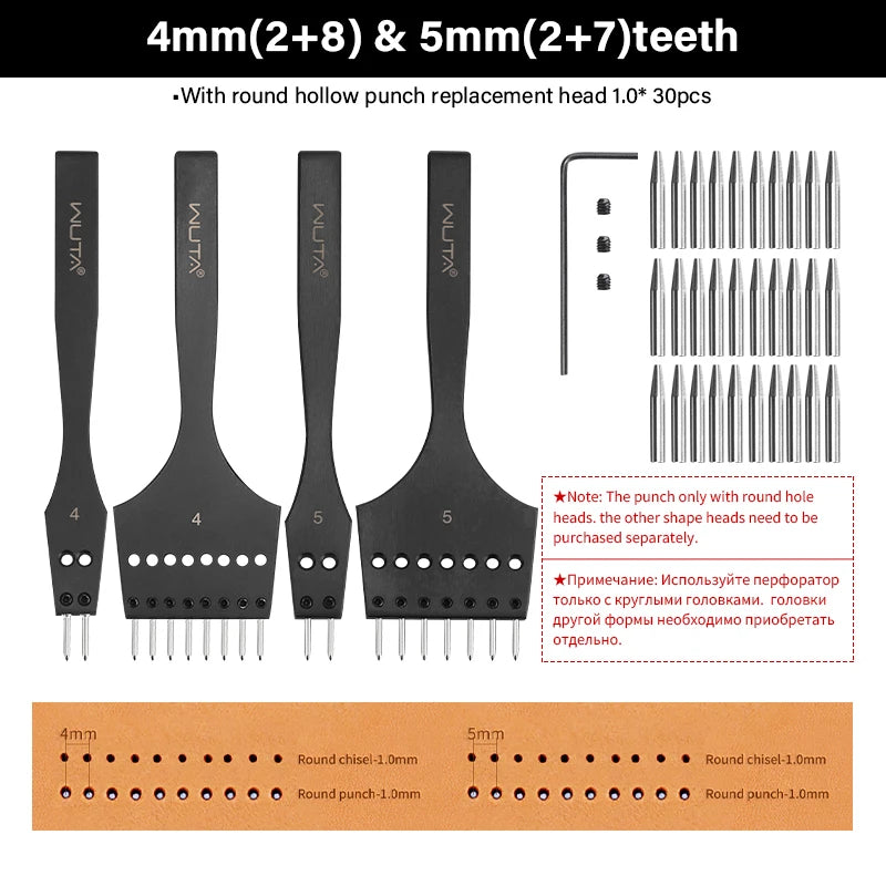 3G Leather Punches Head Replaceable Pricking Iron Removable Diamond Olive Round Hole French Style Chisel DIY Craft Tools| WUTA