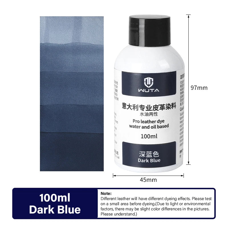 100ml Pro Leather Dye Water & Oil Based Penetrating Permanent Dye DIY Coloring Uncoated Leather | WUTA