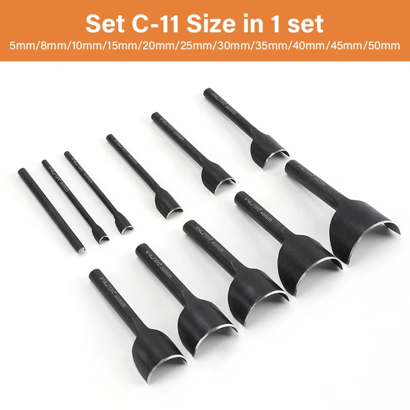5-11 Pcs Carbon Steel Half Round End Punch Leather Tools Sets| WUTA