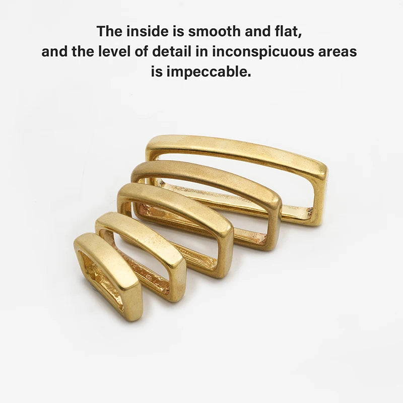 D-Shape Belt Keeper Solid Brass Belt Strap Loop Ring Buckle | WUTA
