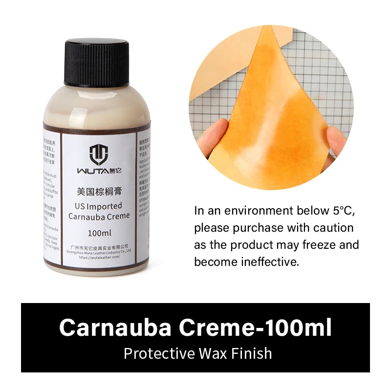 Carnauba Creme Protective Wax Finish Vegetable Tanned Leather Coating High Gloss DIY Leather Finish Agent | WUTA