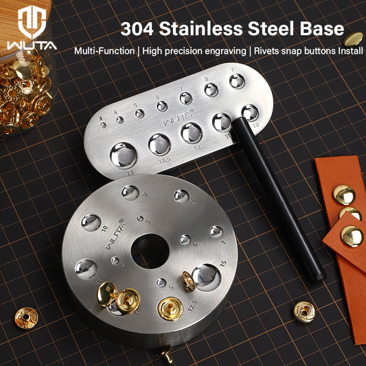 Snap Button Leather Craft Tools Rivet Setter Base 3/4/5/6/7/8/9/10/11/12/12.5/15mm | WUTA