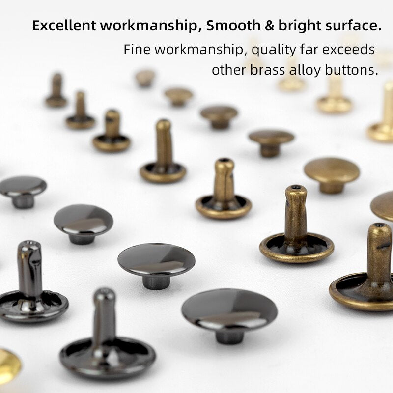 Brass Leather Rivet Double Cap Rivet 100set | WUTA