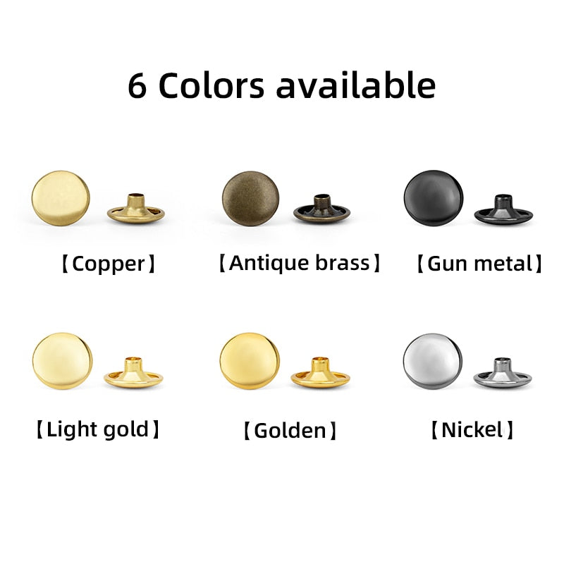 Brass Leather Rivet Double Cap Rivet 100set | WUTA
