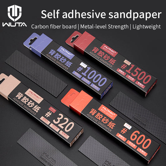 320 600 1000 1500 Grinding Sandpaper Sheets Carbon Fiber Board Set Self Adhesive Sticky Sand Paper | WUTA