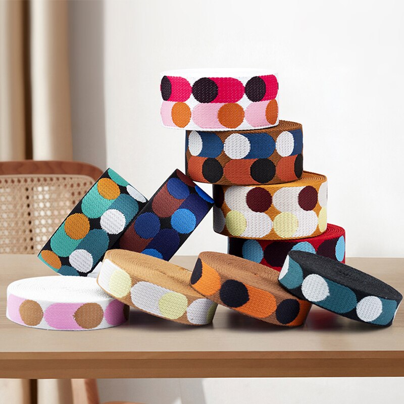 Polka Dot Webbing Straps for Bag Belt Nylon Webbing DIY Craft Strap Accessories 5 Meter 25/50mm | WUTA