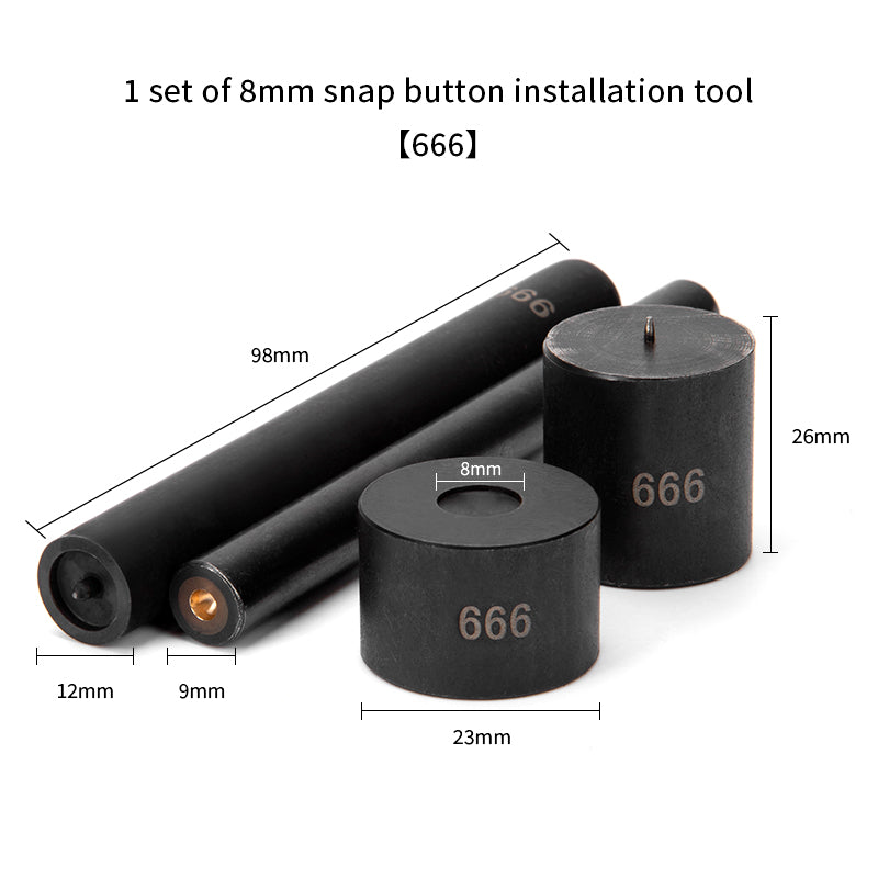 Snap Button Setter Installation Mold Die Tools Fastener Fixing Tool Kit 8/10/12.5/15mm Available | WUTA