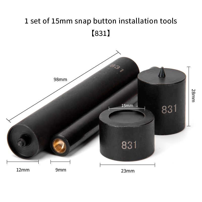 Snap Button Setter Installation Mold Die Tools Fastener Fixing Tool Kit 8/10/12.5/15mm Available | WUTA