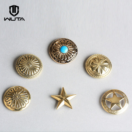 Solid Brass Flower Star Screwback for Conchos Wallet Bag Decor 1 Piece | WUTA