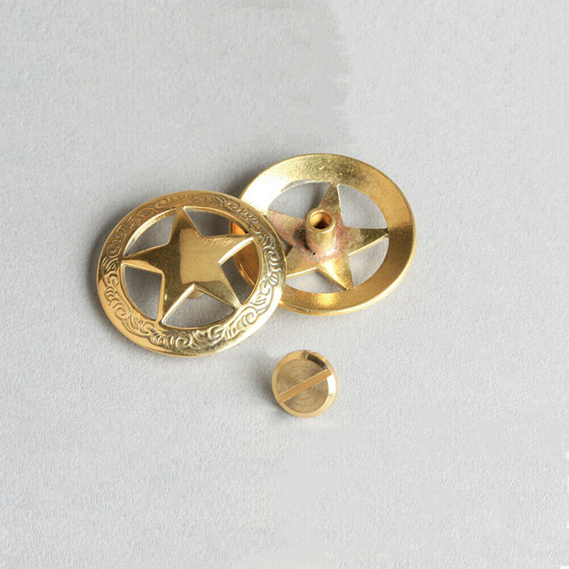 Solid Brass Flower Star Screwback for Conchos Wallet Bag Decor 1 Piece | WUTA