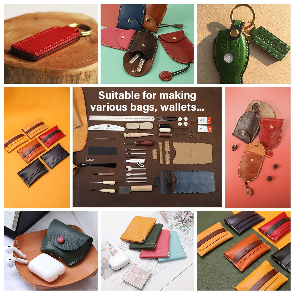 WUTA 74Pcs Leather Craft Kit Tool Set for Beginners Entry-Level DIY Punching Sewing Tool Kits