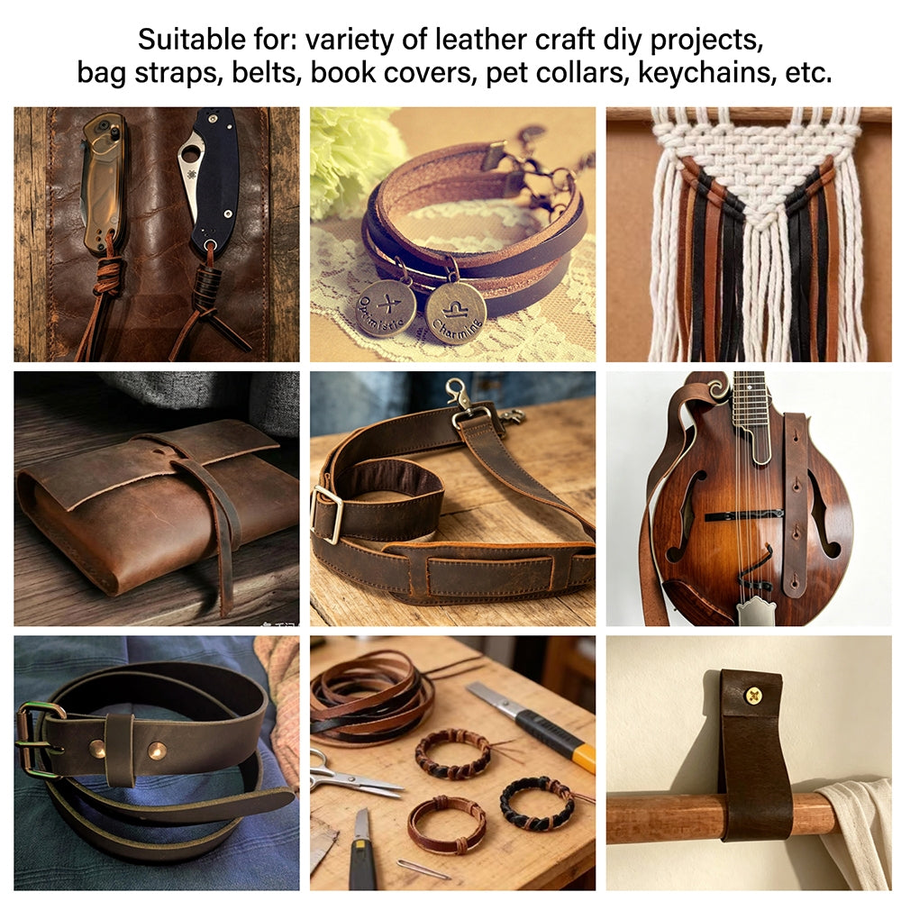 WUTA Pre-cut Full Grain Crazy Horse Leather Straps DIY Craft Pull-up Leather Strip