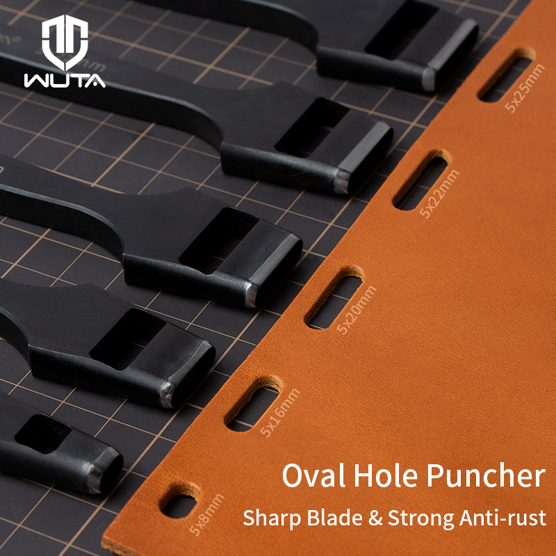 WUTA Leather Belt Hole Puncher Oval Hole Strap Watch Band Flat Punches Heavy Duty Oblong Punch Tools