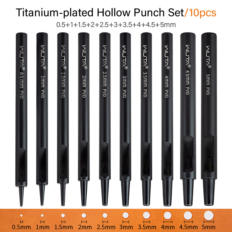 WUTA Leather Punches Round Hole Puncher Plating Titanium Hollow Punching Tool
