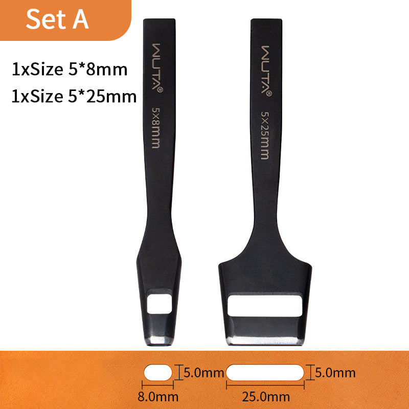 WUTA Leather Belt Hole Puncher Oval Hole Strap Watch Band Flat Punches Heavy Duty Oblong Punch Tools