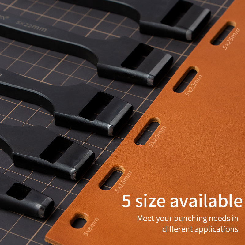 WUTA Leather Belt Hole Puncher Oval Hole Strap Watch Band Flat Punches Heavy Duty Oblong Punch Tools