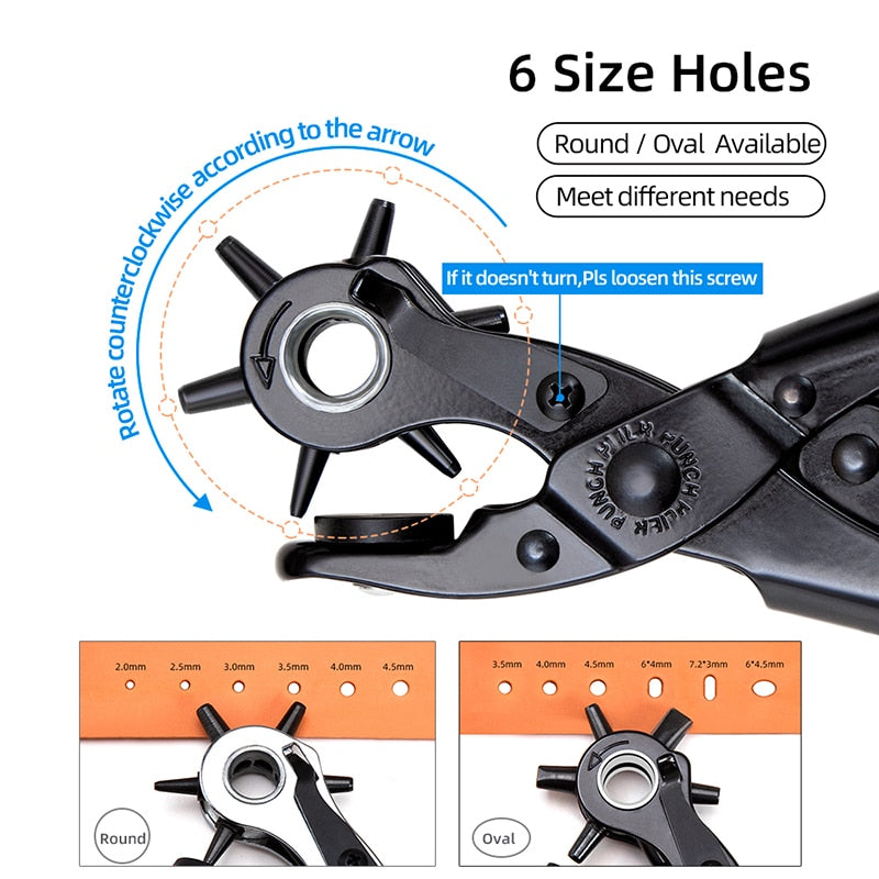 Revolving Leather Punch Plier Punch Hole Tool | WUTA