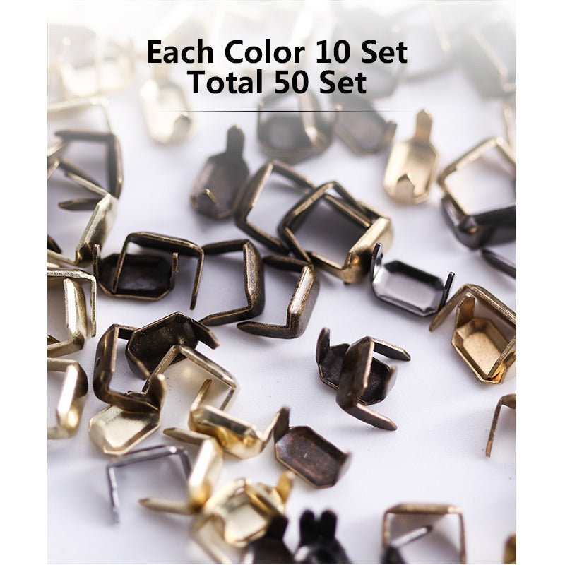 50/100 Set Solid Brass Claw Studs Belts/Leathercraft Rivets | WUTA