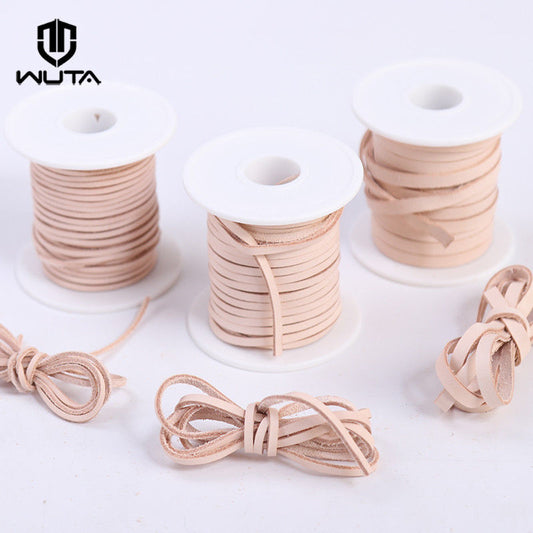Natural Veg -tan Leather Rope 2/3/5mm Flat Cord Lace | WUTA