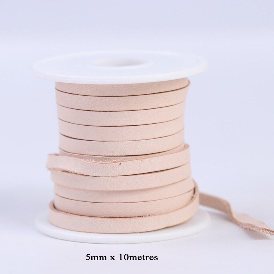 Natural Veg-tan Leather Rope 2/3/5mm Flat Cord Lace | WUTA